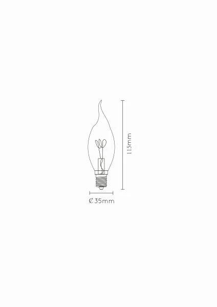 Lucide CT35 - Filament lamp - Ø 3,5 cm - LED Dimb. - E14 - 1x3W 2200K - Amber - technisch